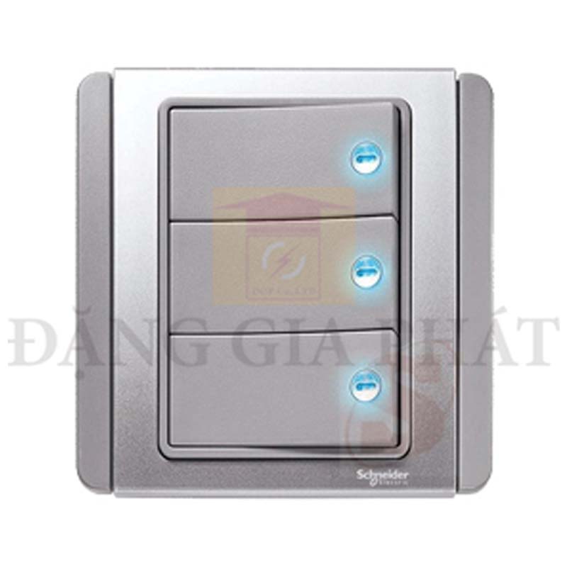 e3033h2-ebgs-g19 Bộ công tắc ba 2 chiều 10A 3 Gang 2W switch w. LED