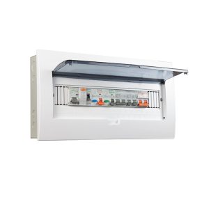 Tủ điện 14/18 Module Sino E4FC âm tường mặt nhựa bóng đế sắt