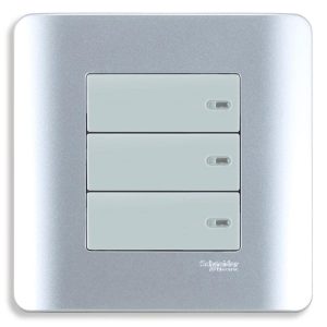 Bộ công tắc ba 1 chiều 16A màu xám