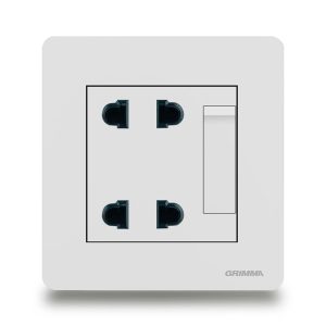 Bộ công tắc 1 chiều + ổ cắm đôi 2 chấu Grimma G3WK11SK23