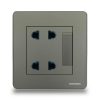 Bộ công tắc 1 chiều + ổ cắm đôi 2 chấu Grimma G4K11SK23