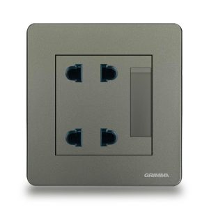 Bộ công tắc 1 chiều + ổ cắm đôi 2 chấu Grimma G4K11SK23