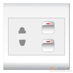 Bộ 2 Công tắc 1 chiều + 1 Ổ cắm 2 châu (V20SU2X, E18S12M x2) LIOA