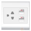 Bộ 2 Công tắc 1 chiều + 1 Ổ cắm 3 chấu (V20SU32X, E18S12M x2) LIOA